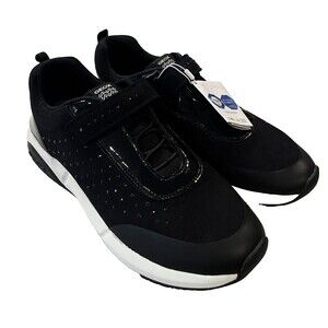 GEOX Respira Women's Italian Patent Black Leather Sparkle Wedge Sz 10.5 / 41 NEW